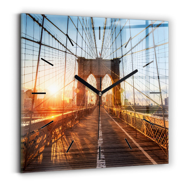 Ceas pătrat de perete din sticlă Podul Brooklyn NYC