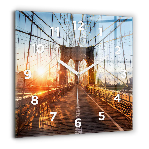 Ceas pătrat de perete din sticlă Podul Brooklyn NYC