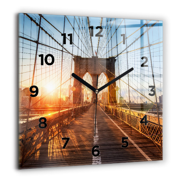 Ceas pătrat de perete din sticlă Podul Brooklyn NYC