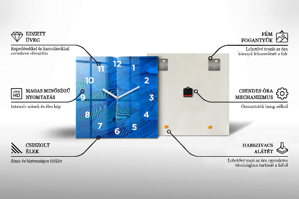 Ceas pătrat de perete din sticlă aurora nordică