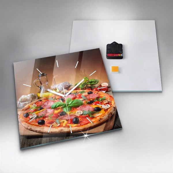 Ceas pătrat de perete din sticlă Inima culinară a Italiei