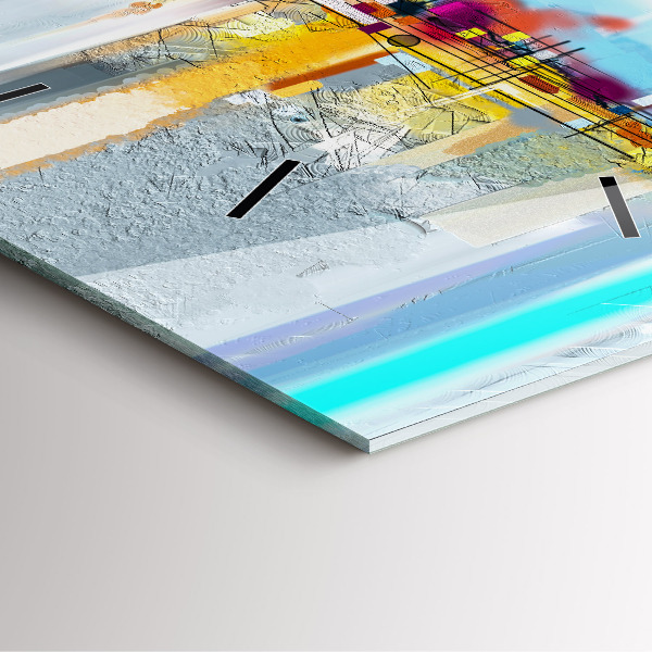 Ceas pătrat de perete din sticlă Peisaj abstract de ulei