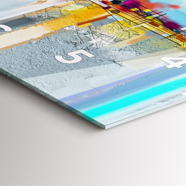 Ceas pătrat de perete din sticlă Peisaj abstract de ulei