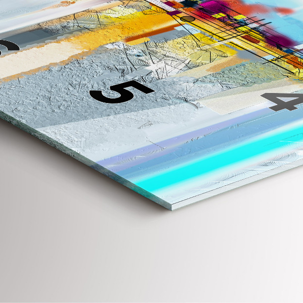 Ceas pătrat de perete din sticlă Peisaj abstract de ulei