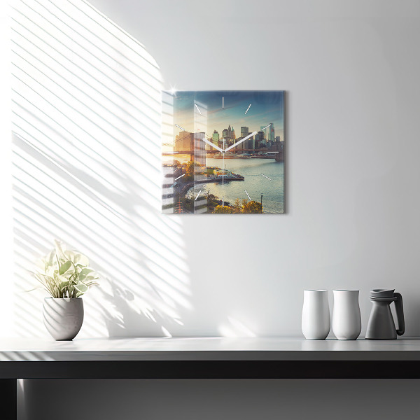 Ceas pătrat de perete din sticlă New York Manhattan