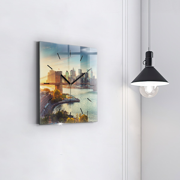 Ceas pătrat de perete din sticlă New York Manhattan