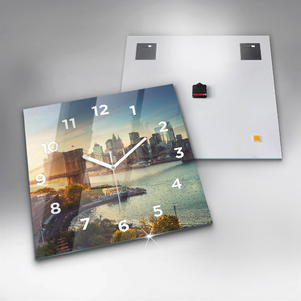 Ceas pătrat de perete din sticlă New York Manhattan