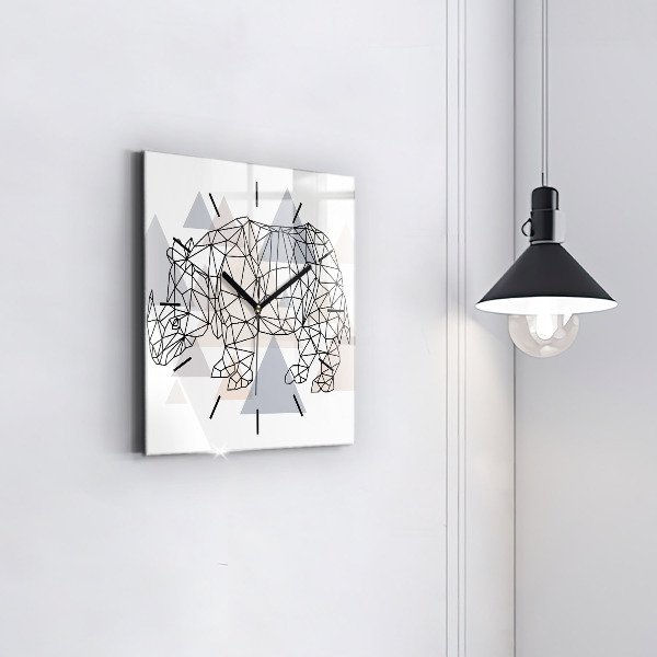 Ceas pătrat de perete din sticlă Model geometric