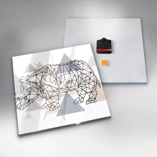 Ceas pătrat de perete din sticlă Model geometric