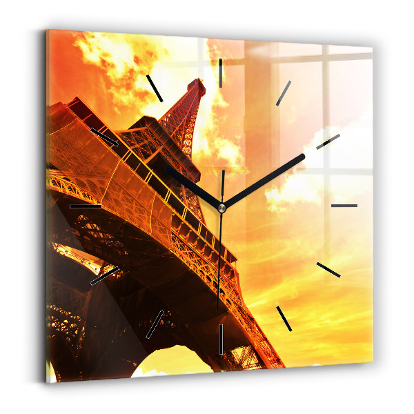 Ceas pătrat de perete din sticlă Turnul Eiffel din Paris