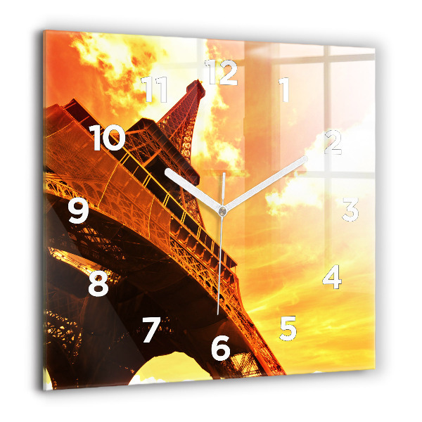 Ceas pătrat de perete din sticlă Turnul Eiffel din Paris
