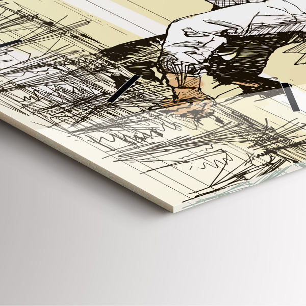 Ceas pătrat de perete din sticlă Femeie care culege orez