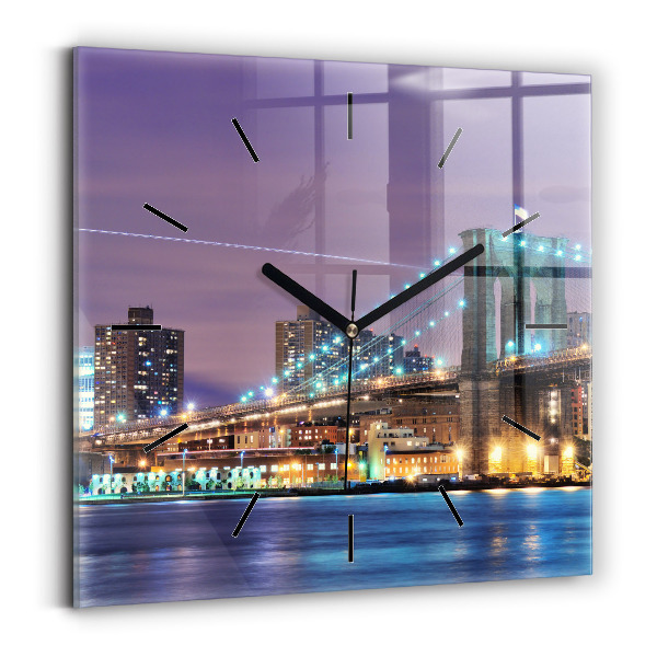 Ceas pătrat de perete din sticlă Podul Brooklyn și East River