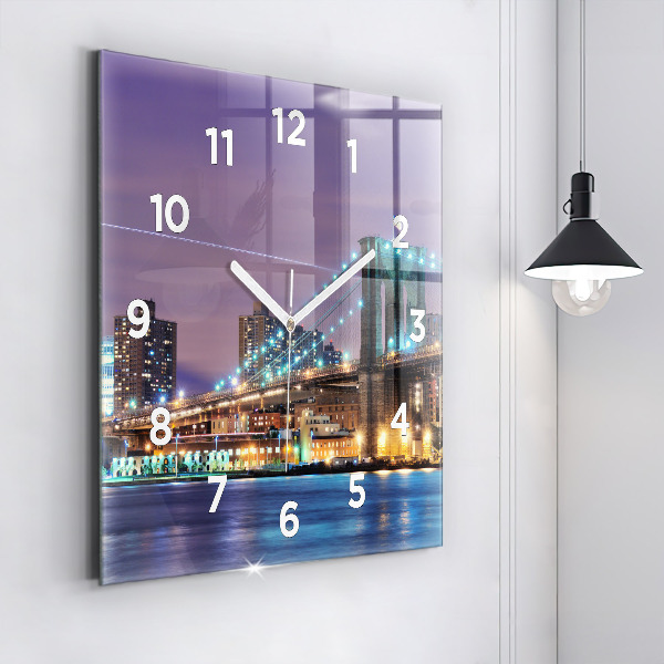 Ceas pătrat de perete din sticlă Podul Brooklyn și East River