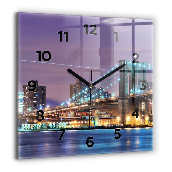 Ceas pătrat de perete din sticlă Podul Brooklyn și East River
