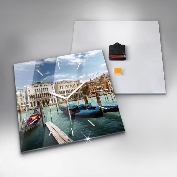 Ceas pătrat de perete din sticlă Gondole Veneția Italia