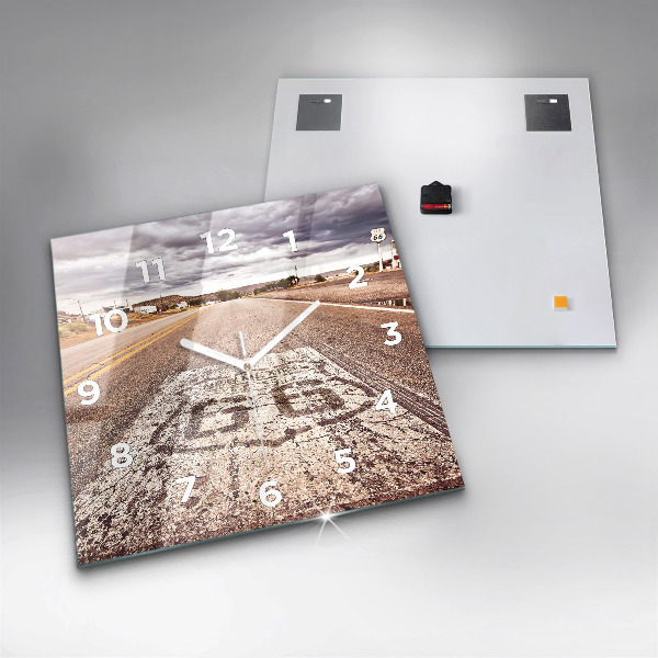 Ceas pătrat de perete din sticlă Route 66 SUA