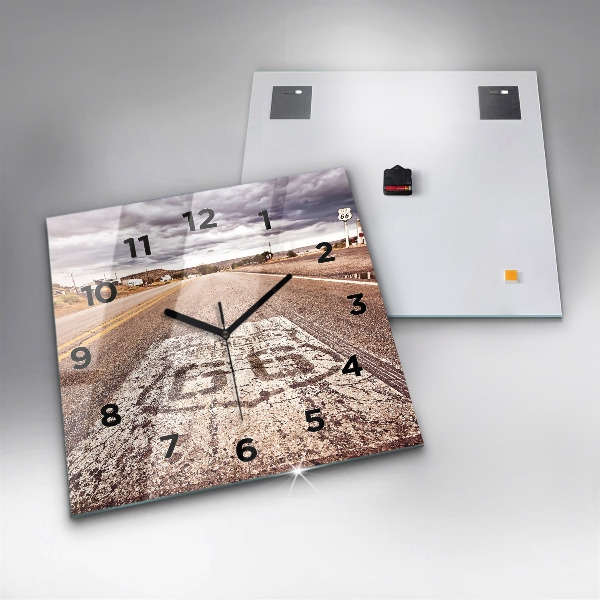 Ceas pătrat de perete din sticlă Route 66 SUA