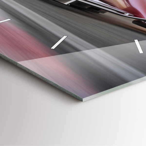 Ceas pătrat de perete din sticlă Mașină sport de curse