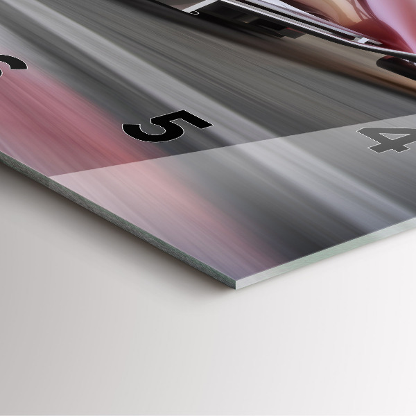 Ceas pătrat de perete din sticlă Mașină sport de curse