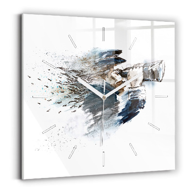 Ceas pătrat de perete din sticlă Căpitan cu binoclu