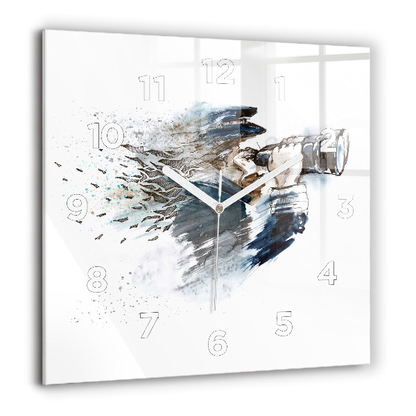 Ceas pătrat de perete din sticlă Căpitan cu binoclu