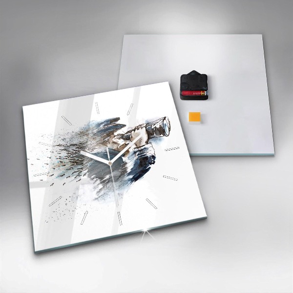 Ceas pătrat de perete din sticlă Căpitan cu binoclu