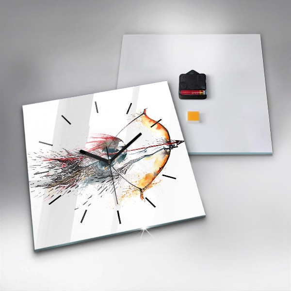 Ceas pătrat de perete din sticlă Războinic în timpul vânătorii