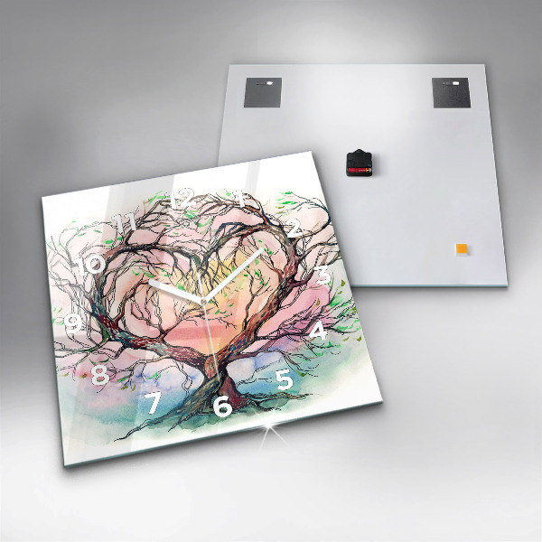 Ceas pătrat de perete din sticlă Inima copacului naturii