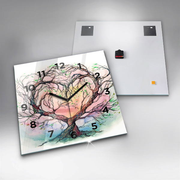 Ceas pătrat de perete din sticlă Inima copacului naturii