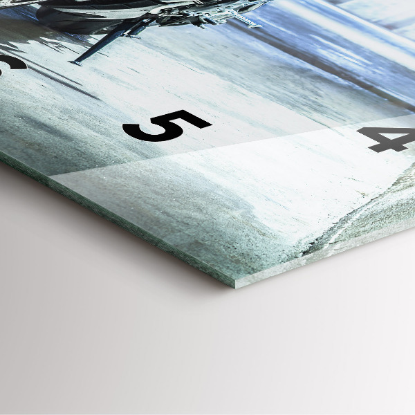 Ceas pătrat de perete din sticlă Motocicletă pe alee