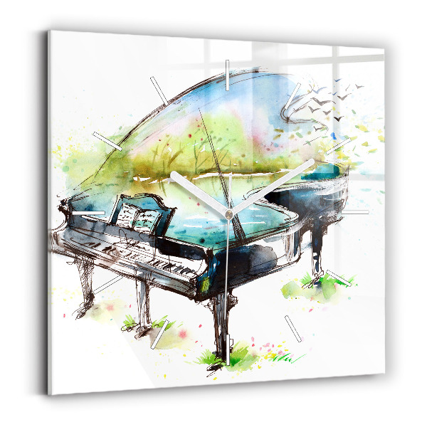 Ceas pătrat de perete din sticlă Ilustrație a celor 4 anotimpuri