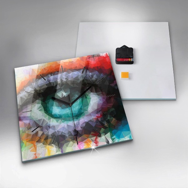 Ceas pătrat de perete din sticlă Ochiul uman colorat