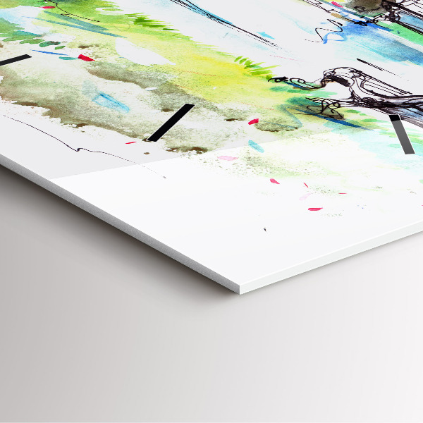 Ceas pătrat de perete din sticlă Primavara pitoreasca