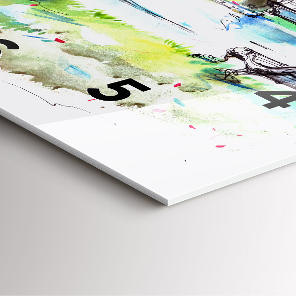 Ceas pătrat de perete din sticlă Primavara pitoreasca