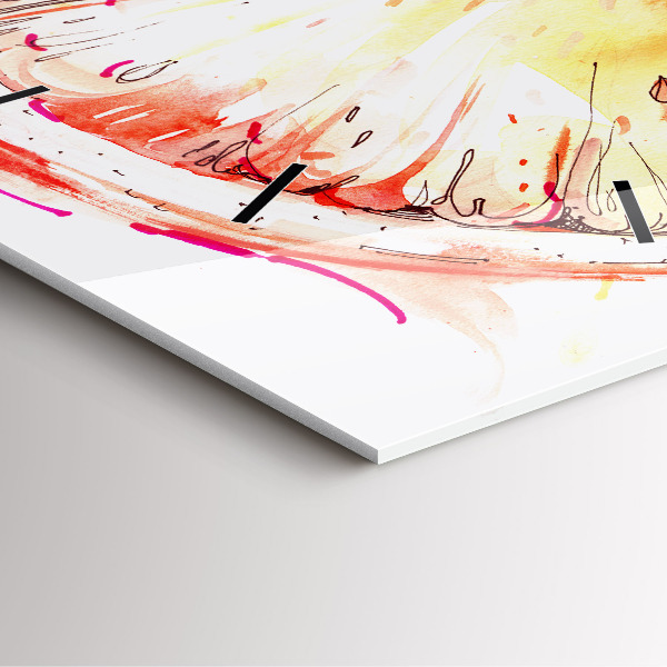 Ceas pătrat de perete din sticlă Vopsit portocaliu