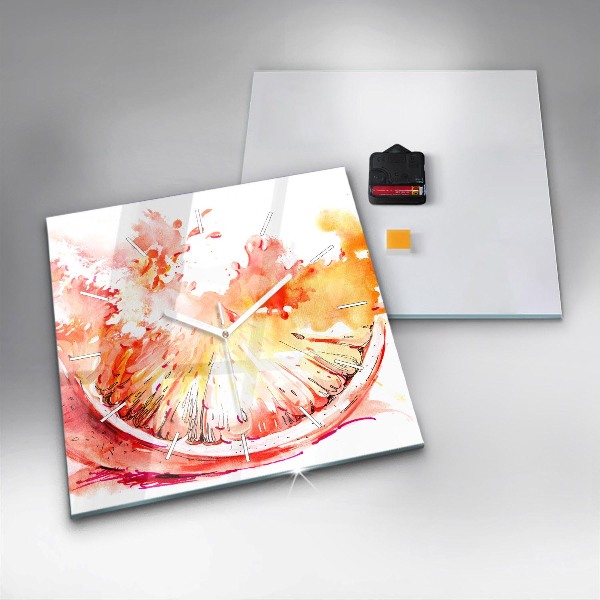 Ceas pătrat de perete din sticlă Vopsit portocaliu