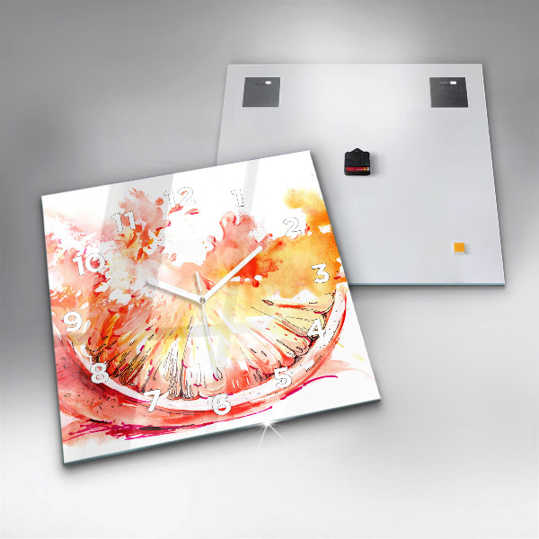 Ceas pătrat de perete din sticlă Vopsit portocaliu