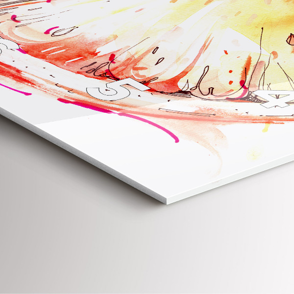 Ceas pătrat de perete din sticlă Vopsit portocaliu