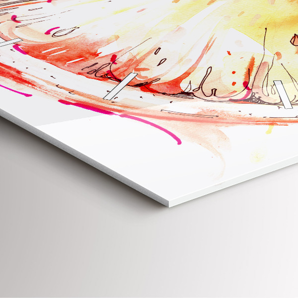 Ceas pătrat de perete din sticlă Vopsit portocaliu