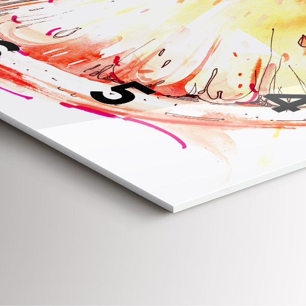 Ceas pătrat de perete din sticlă Vopsit portocaliu