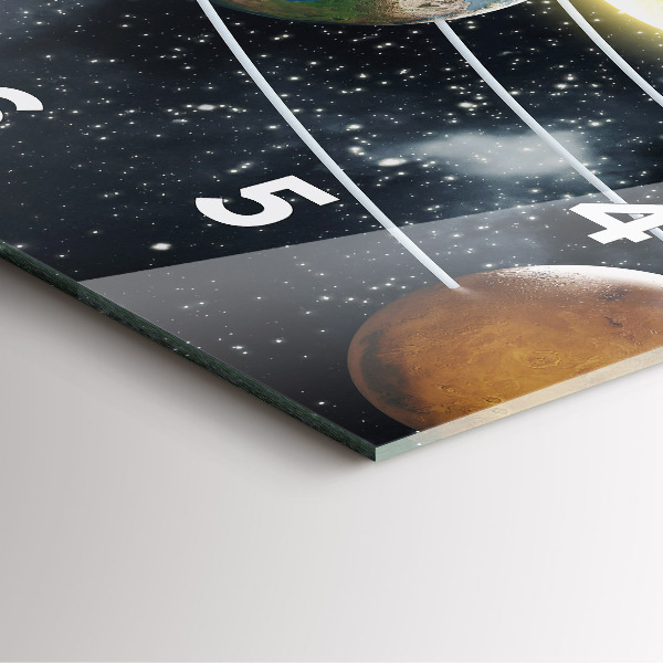 Ceas pătrat de perete din sticlă Sistemul solar