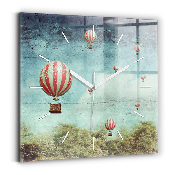 Ceas pătrat de perete din sticlă Baloane pictate
