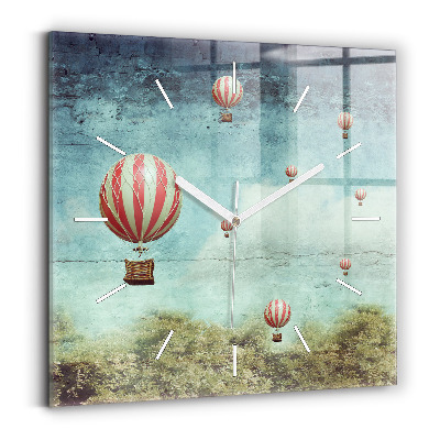Ceas pătrat de perete din sticlă Baloane pictate