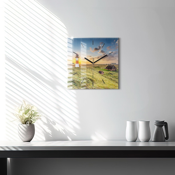 Ceas pătrat de perete din sticlă Far