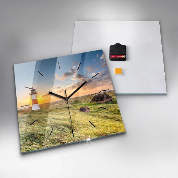 Ceas pătrat de perete din sticlă Far