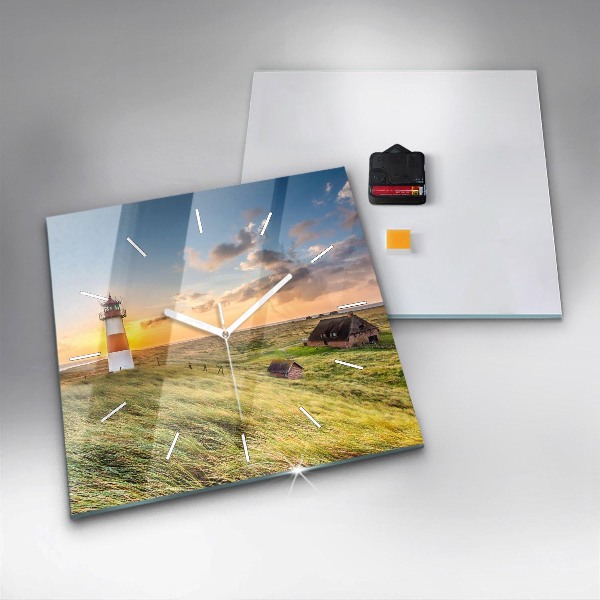 Ceas pătrat de perete din sticlă Far