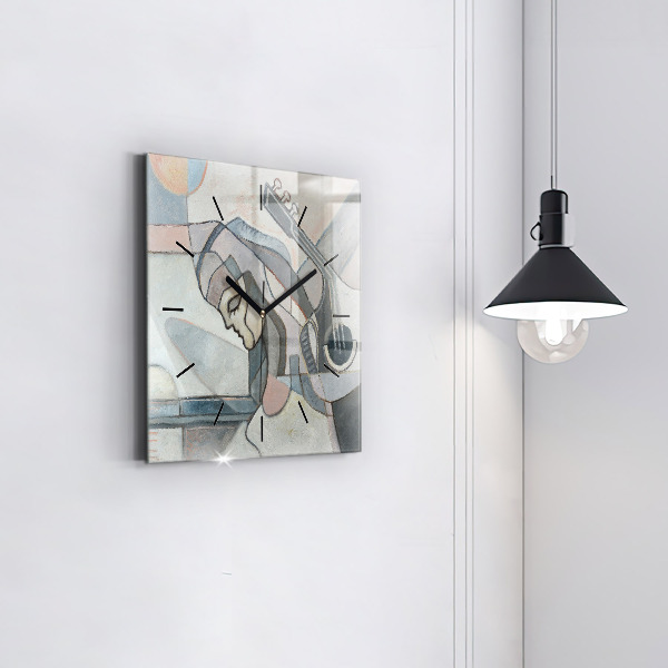 Ceas pătrat de perete din sticlă Pictura abstractă