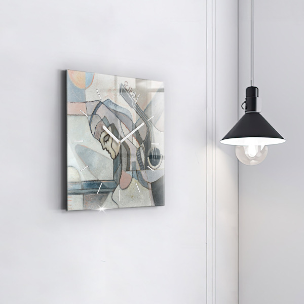 Ceas pătrat de perete din sticlă Pictura abstractă