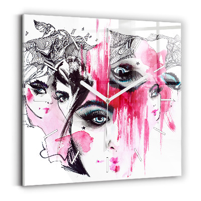 Ceas pătrat de perete din sticlă Multe fețe ale abstracției